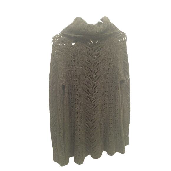 Sleeping on Snow Eldora turtleneck sweater womens M linen green open knit anthro - Picture 9 of 13